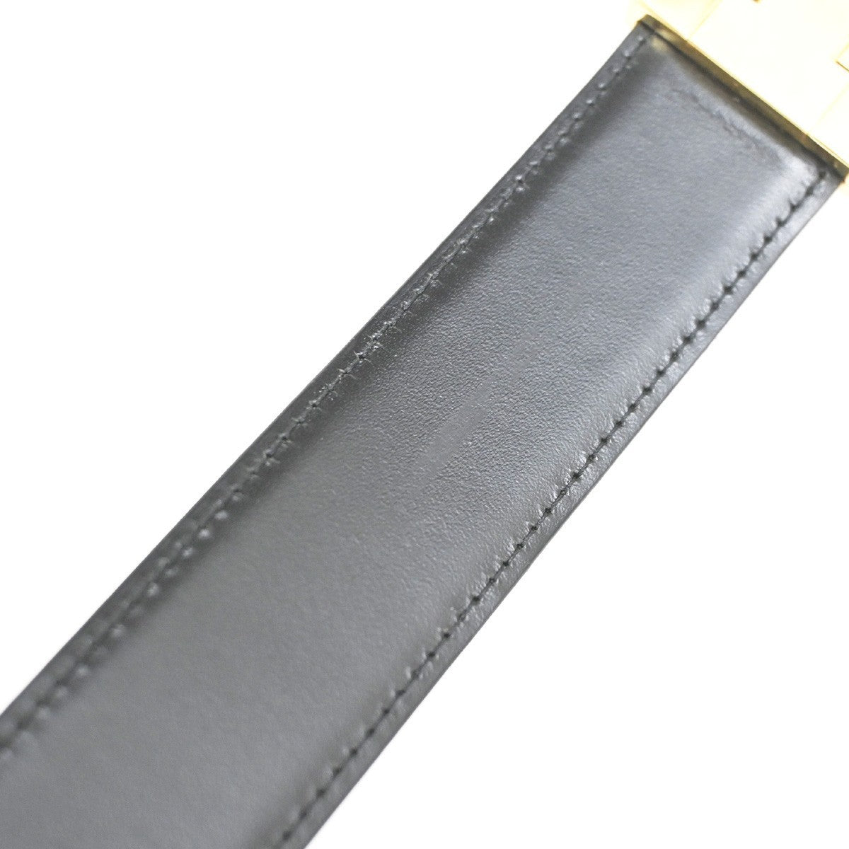 MUST DE CARTIER Logo Santos Waist Belt Leather Black GHW SHW France 66YH979