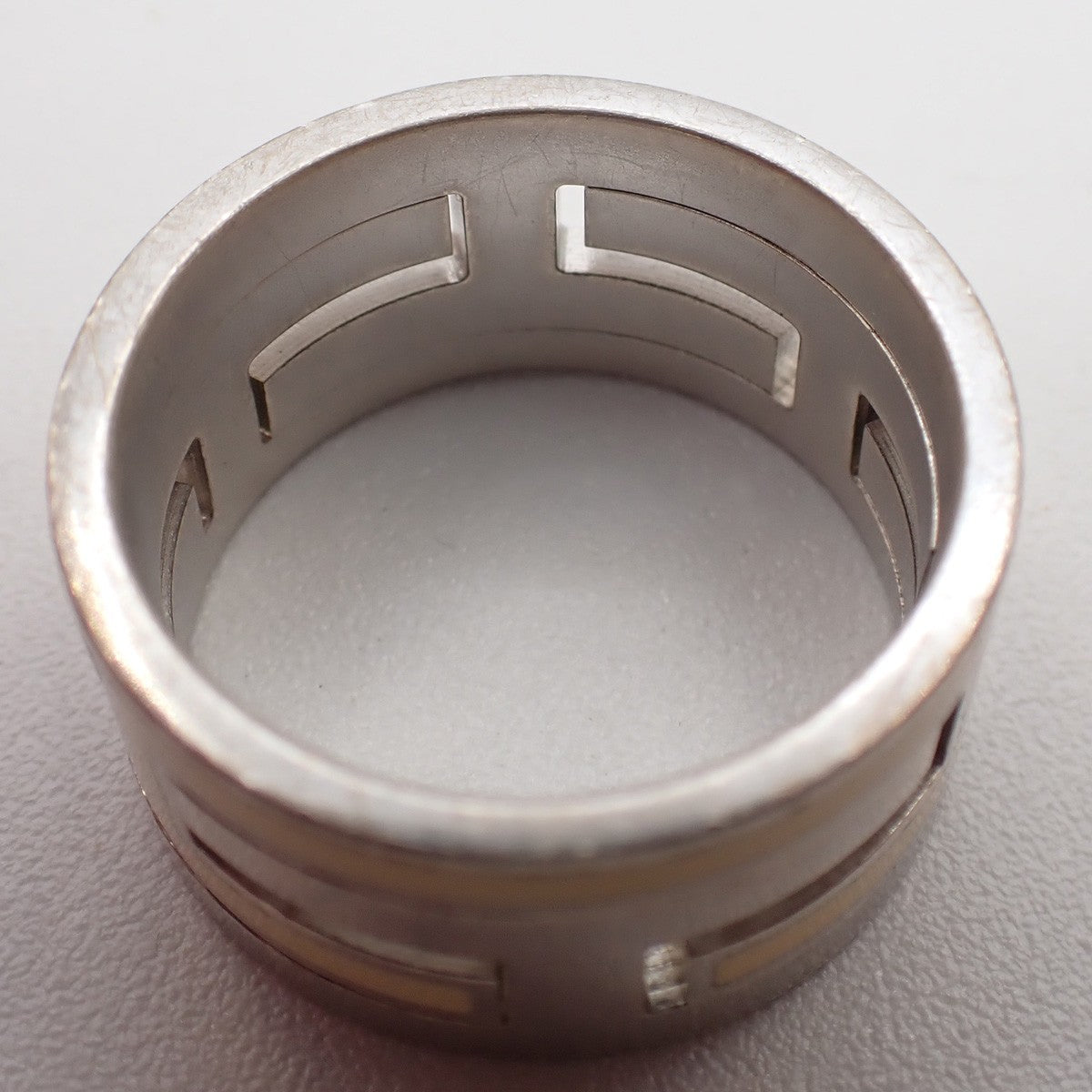 HERMES Logo Move H Ring Size 52 Silver 925  White Accessory 61RF775