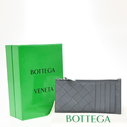 BOTTEGA VENETA Logo Intrecciato Card Coin Case Wallet Leather Gray SHW 61KP338