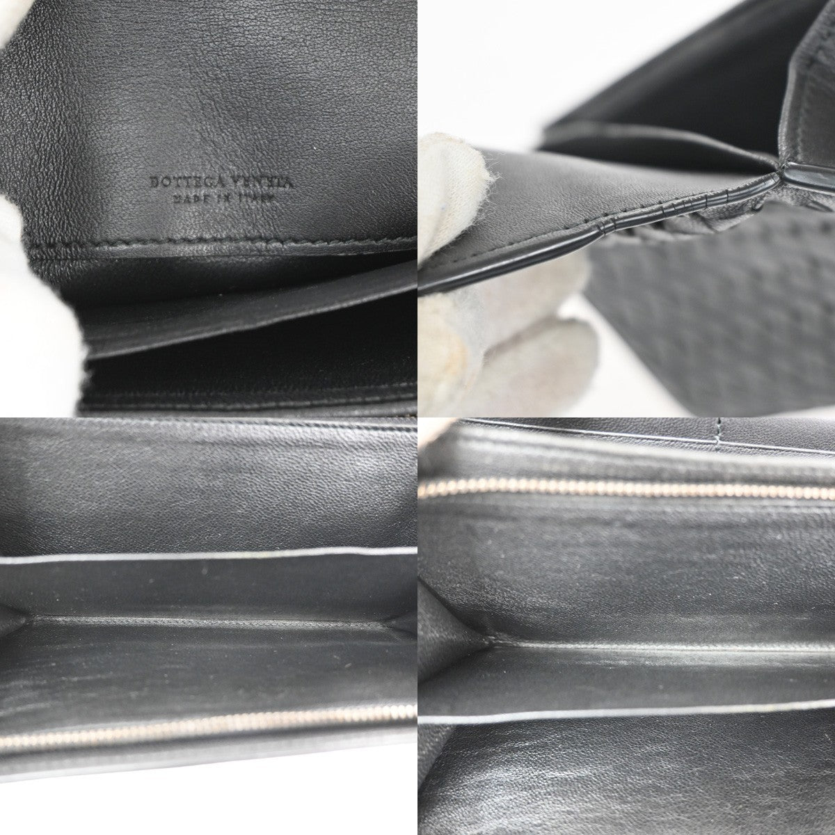 BOTTEGA VENETA Logo Intrecciato Long Bifold Wallet Leather Black 69TA154