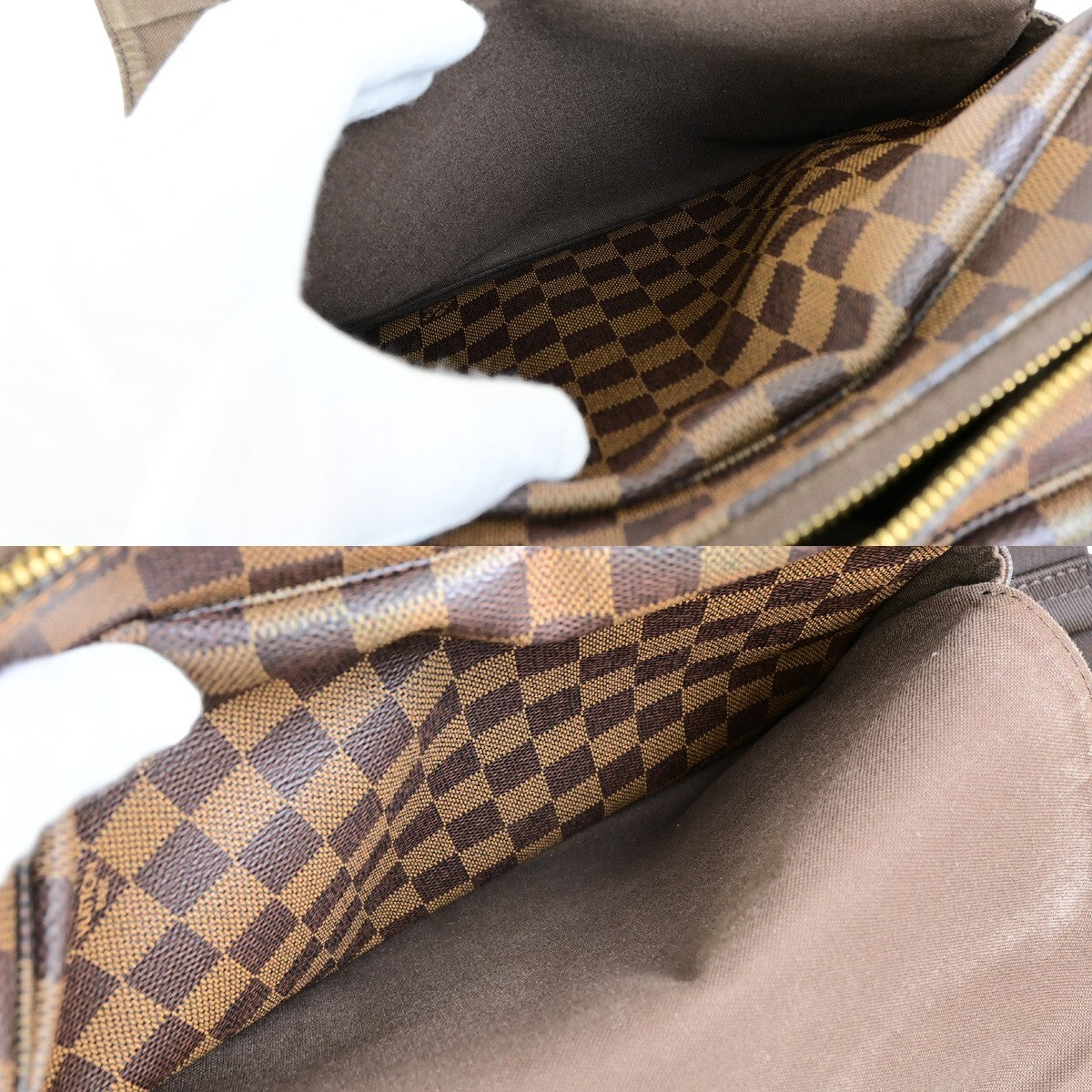 LOUIS VUITTON Naviglio Shoulder Bag Damier Ebene Leather Brown N45255 35KB609
