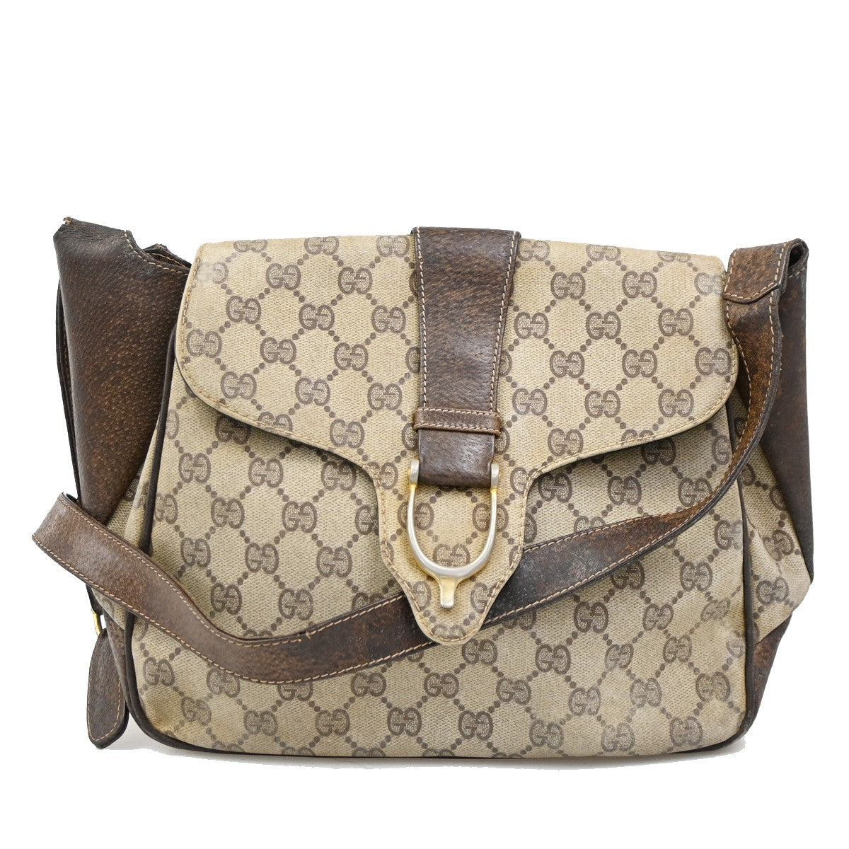 GUCCI GG Pattern 2 Set Shoulder Bags PVC Canvas Beige Black GHW Italy 02DA138