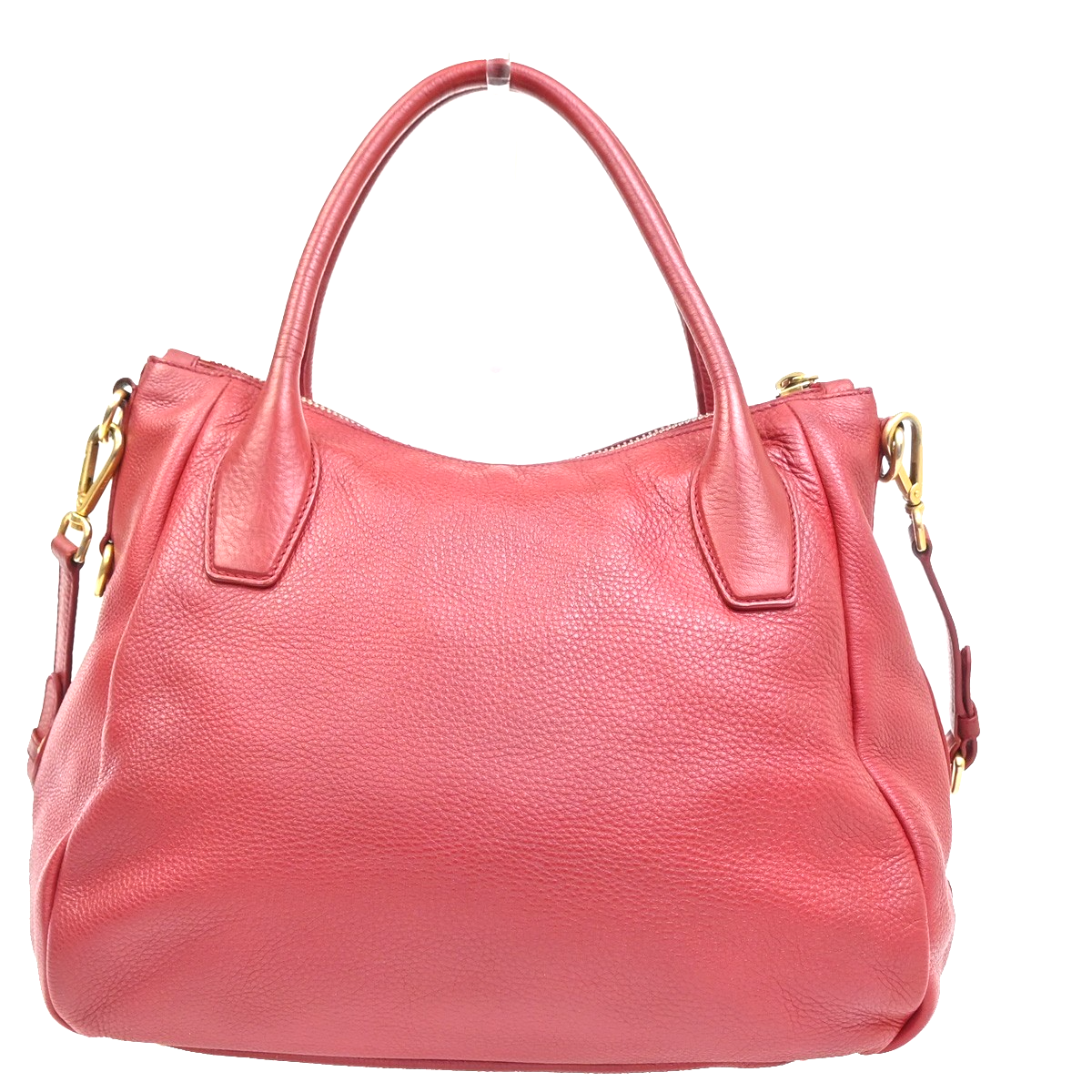 PRADA Logo 2way Crossbody Shoulder Hand Bag Embossing Leather Red GHW 84MA284
