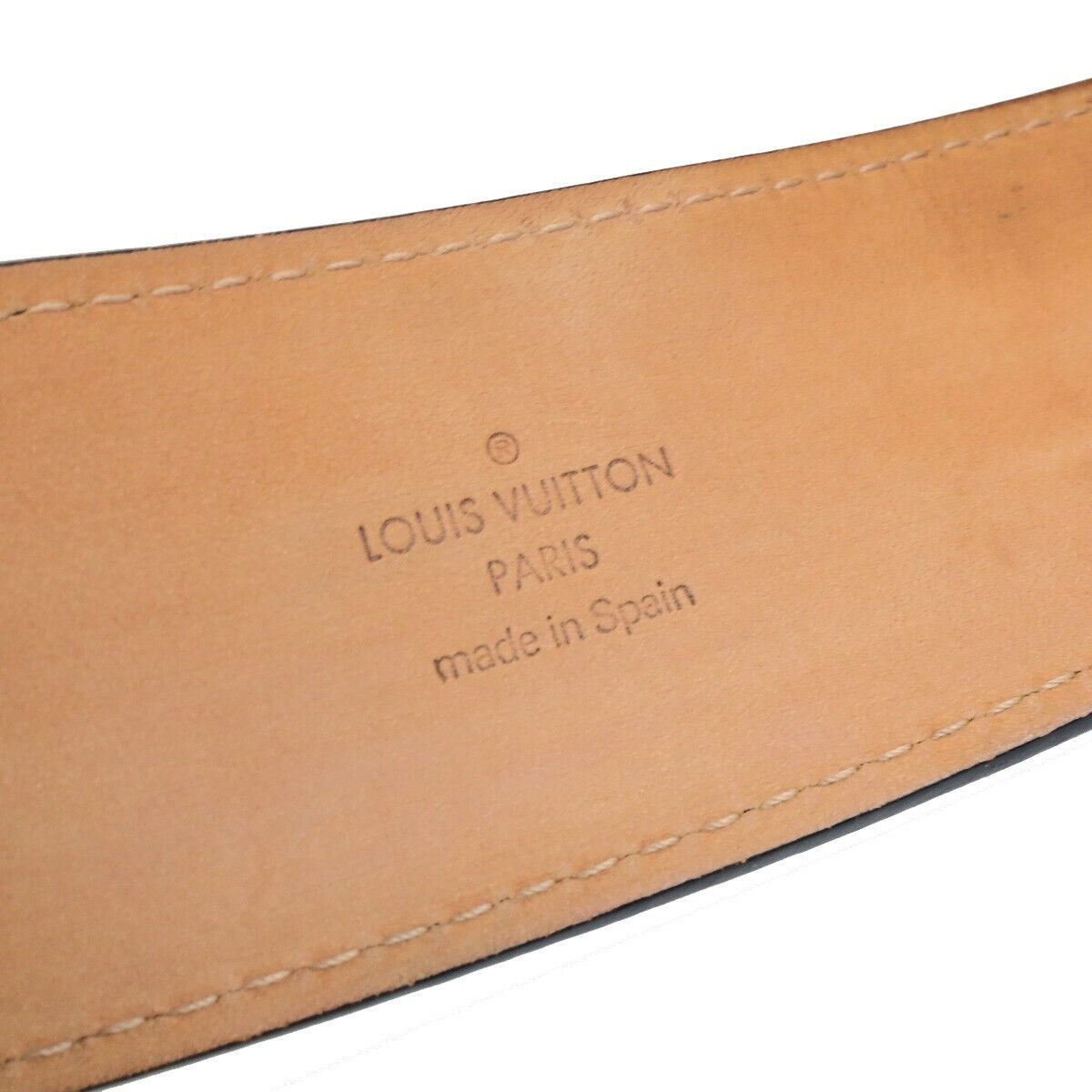 LOUIS VUITTON Logo Ceinture Jeans Belt Leather Black Silver Spain M6812 36FB286