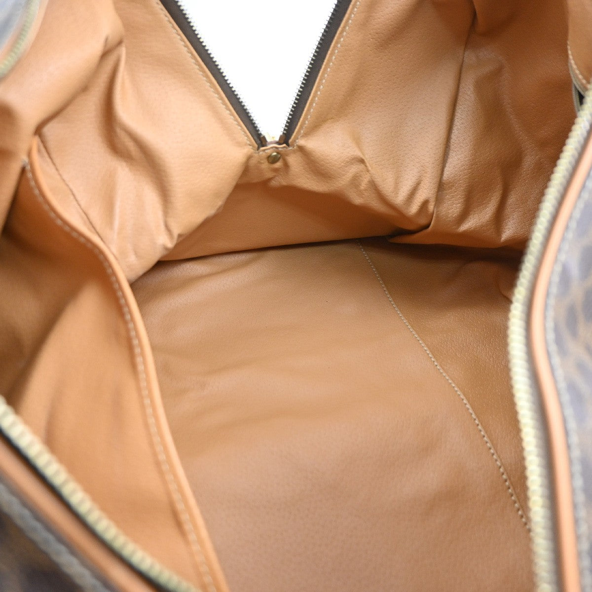 CELINE Logo Macadam Pattern Boston Hand Bag PVC Leather Brown GHW 30CA937