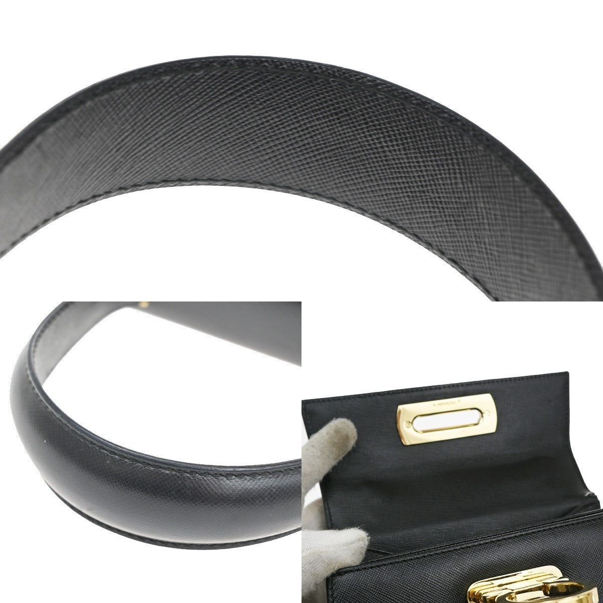 SALVATORE FERRAGAMO Gancini Mini 2Way Shoulder Hand Bag Leather Black 71RL552
