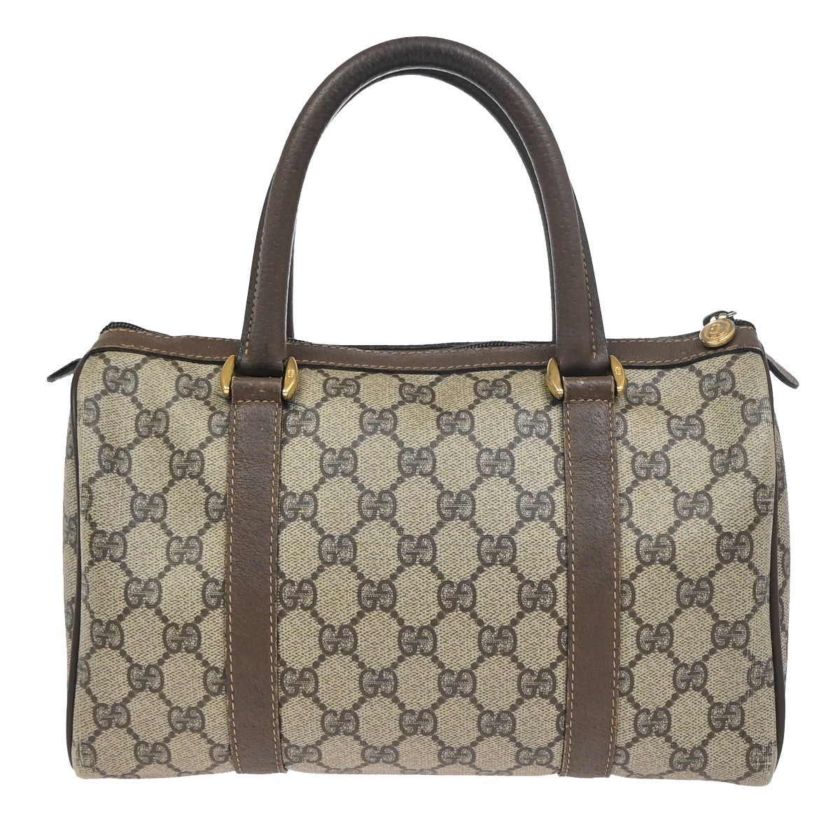 GUCCI GG Pattern Sherry Travel Hand Boston Bag PVC Leather Brown GHW 64ZA340