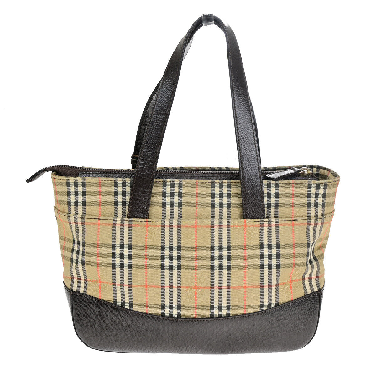 BURBERRY Logo Hand Bag Nova Check Leather Brown GHW 04SJ213