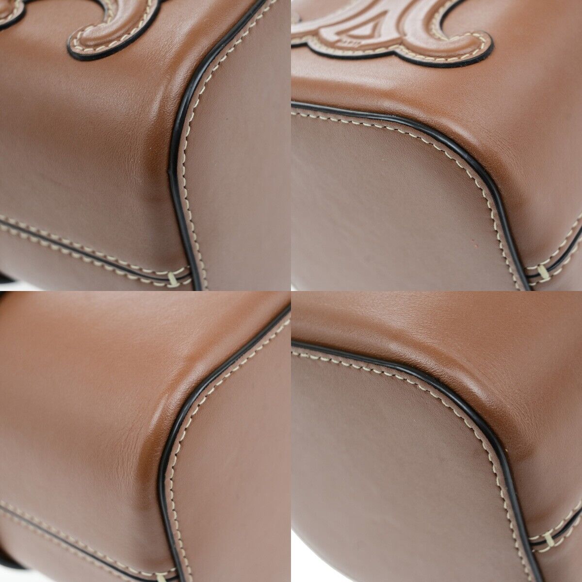 CELINE Logo Cuir Triomphe Small Box Shoulder Bag Leather Brown Italy 665RK901