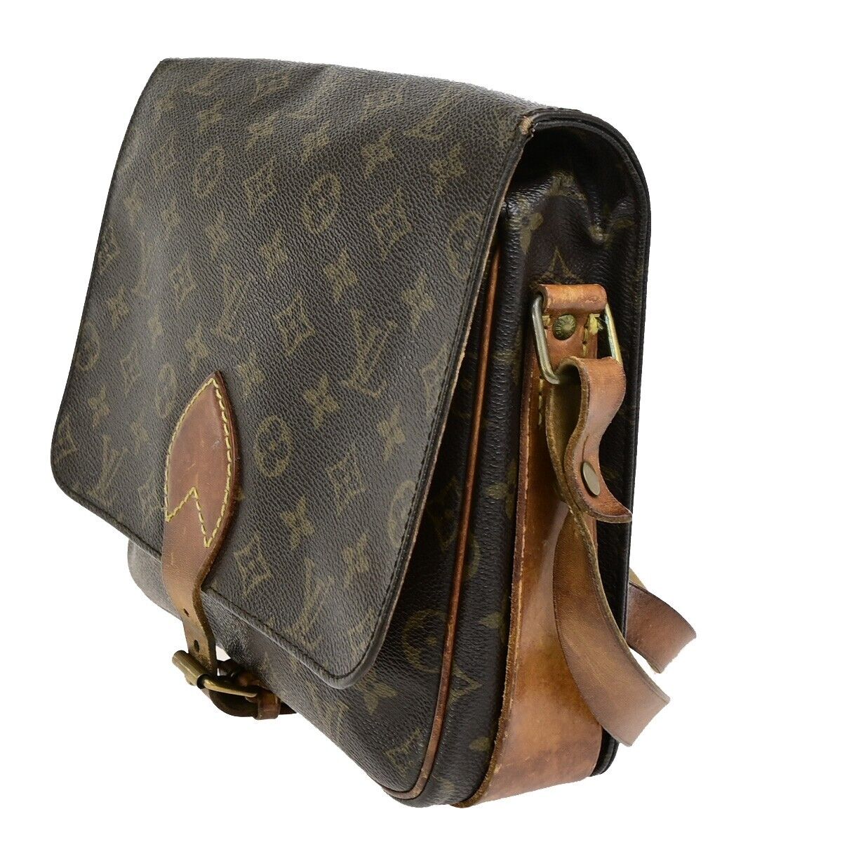 LOUIS VUITTON Cartouchiere GM Shoulder Bag Monogram Leather Brown M51252 64FB308