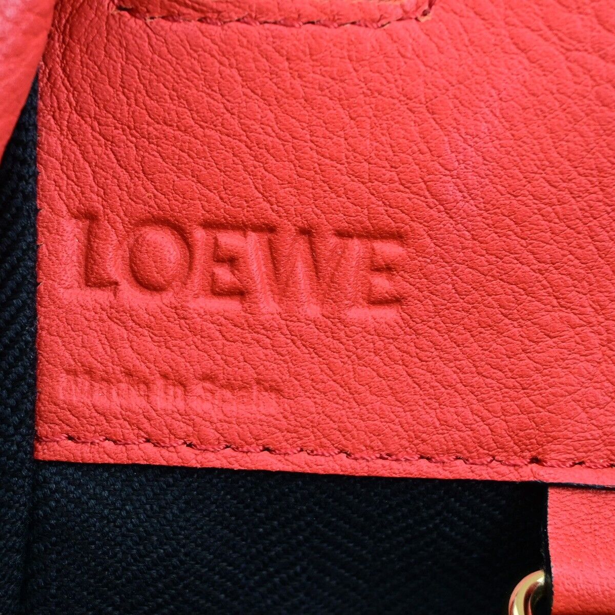 LOEWE Logo Hammock Small 2Way Shoulder Hand Bag Leather Red Gold 631RK103