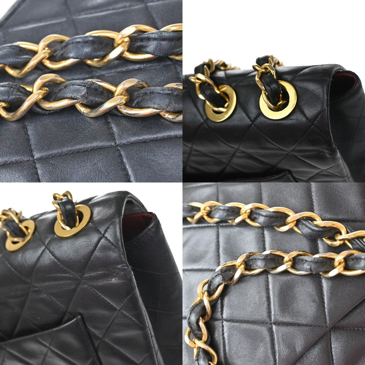 CHANEL CC Logo Maxi Jumbo Matelasse 34 Chain Shoulder Bag Leather Black 806RQ017