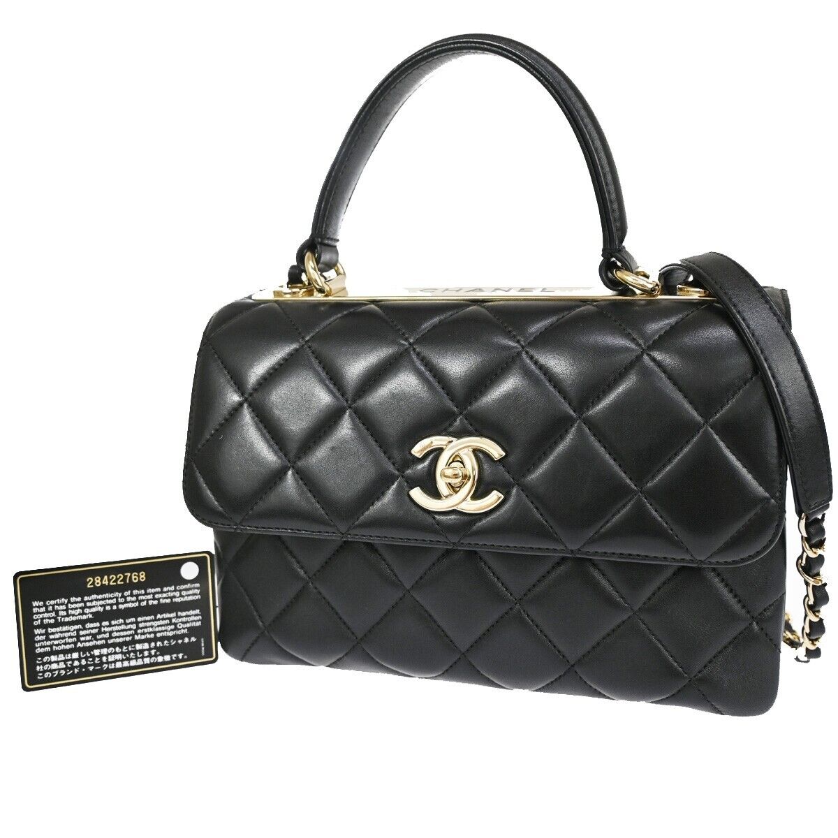 CHANEL CC Logo Matelasse 2Way Shoulder Hand Bag Leather Black GHW Italy 985RH891