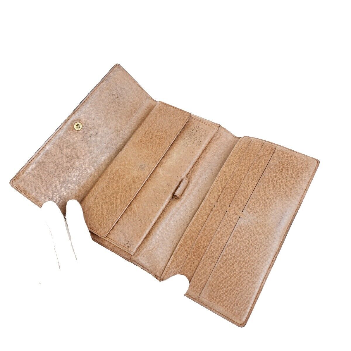 LOUIS VUITTON LV Logo 3 Set Bifold Wallet Purse Monogram Leather Brown 04EC888