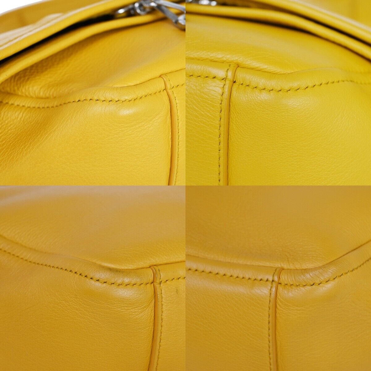 BALENCIAGA Logo 2Way Shoulder Hand Bag Leather Yellow Silver 87SH253