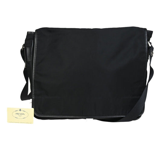 PRADA MILANO Logo Tessuto Crossbody Shoulder Bag Nylon Leather Black 69KA186