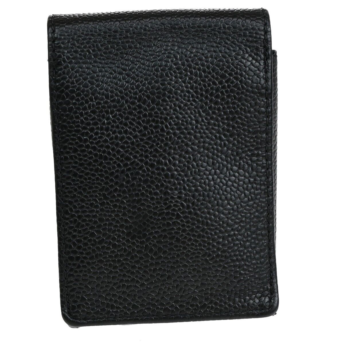 CHANEL CC Logo Cigarette Case Purse Caviar Leather Black Italy 61EB754
