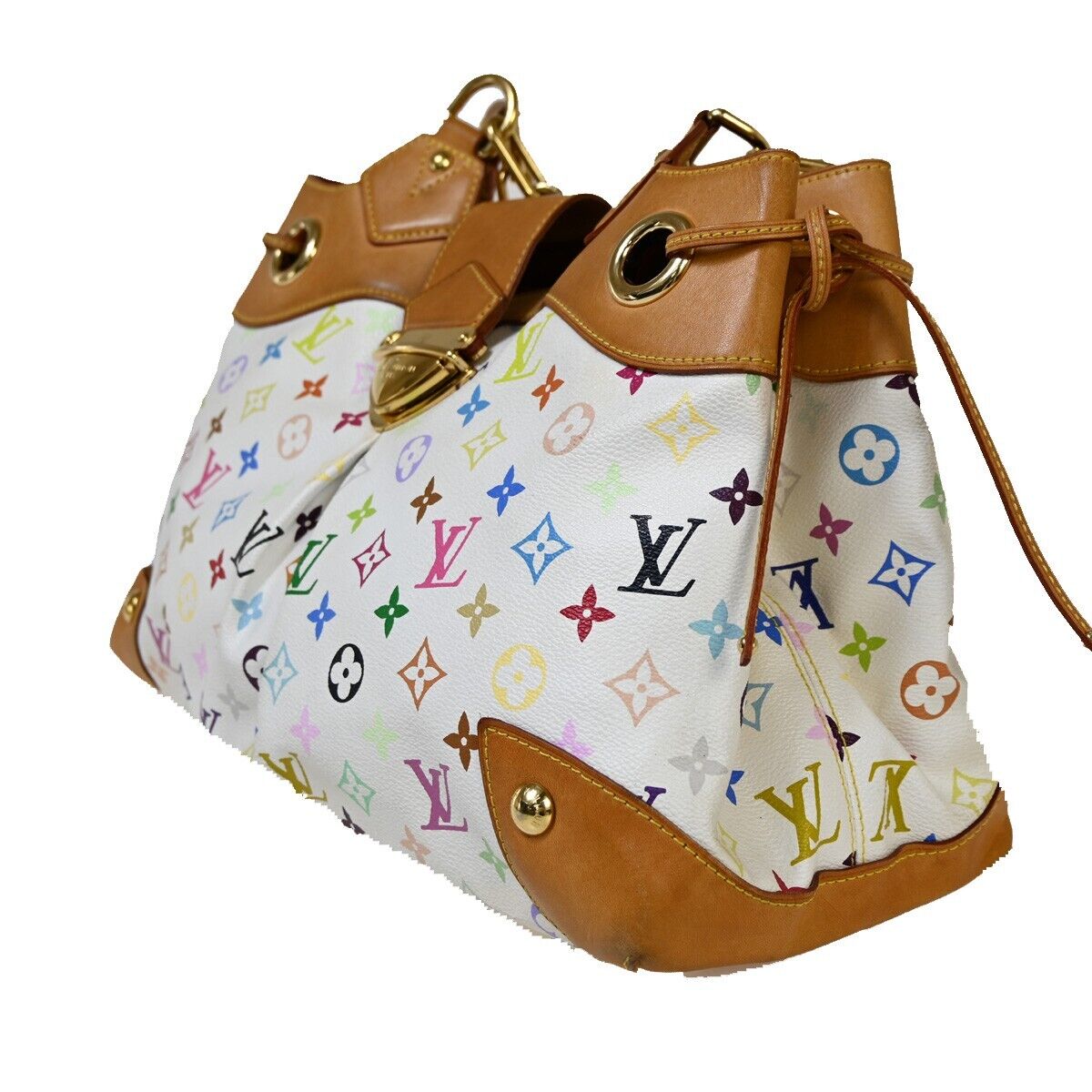 LOUIS VUITTON Ursula Chain Hand Bag Monogram Multi Leather White M40123 57EA904