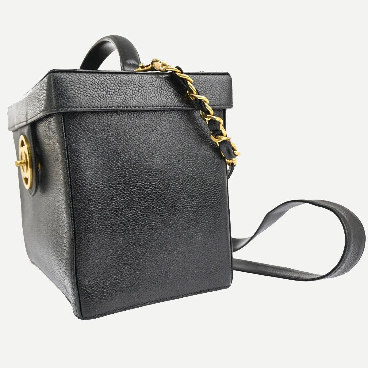 CHANEL CC Logo 2Way Vanity Shoulder Hand Bag Caviar Skin Leather BK GHW 620RJ692