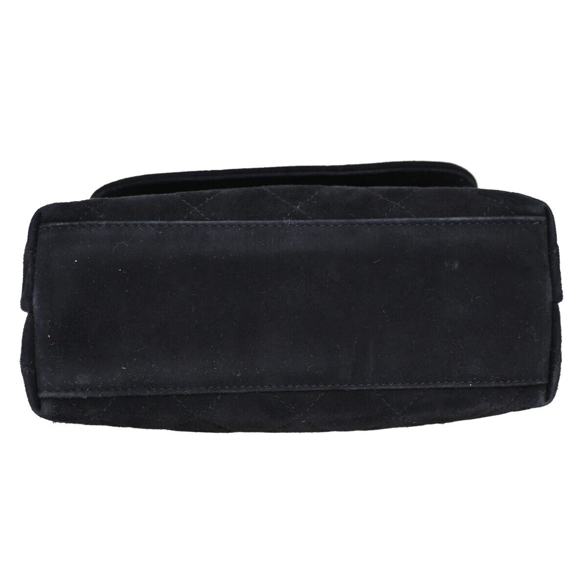 CHANEL CC Logo Mini Matelasse Shoulder Bag Suede Leather Black Gold 691HB551