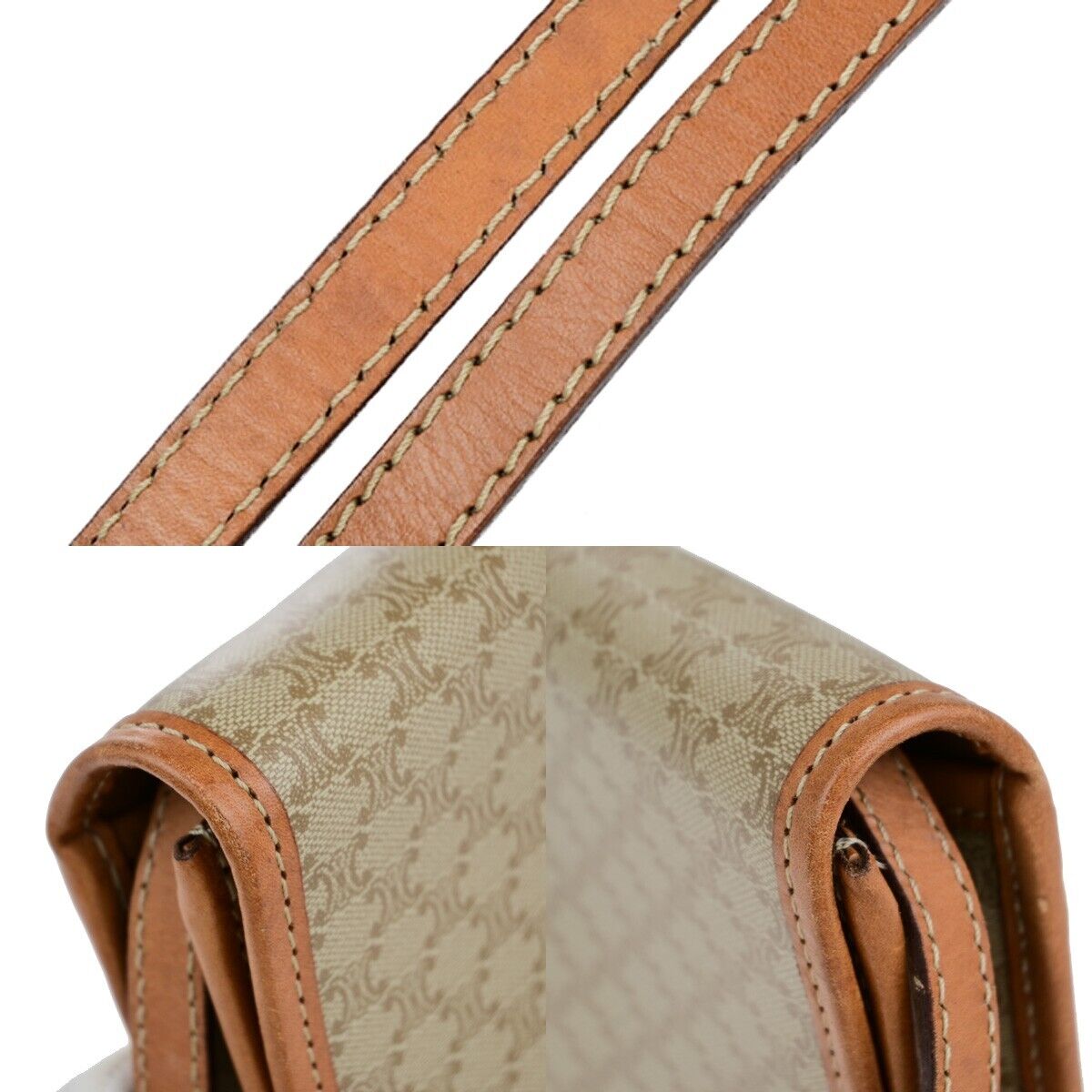 CELINE Macadam Pattern Crossbody 2Way Shoulder Clutch Bag PVC Leather BN 67ED367