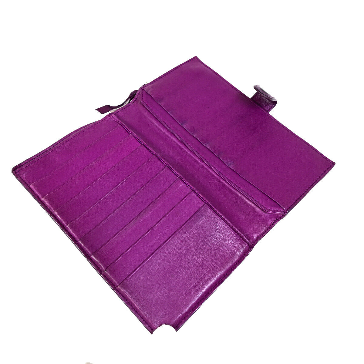 BOTTEGA VENETA Logo Intrecciato Bifold Long Wallet Leather Purple Italy 01EB557