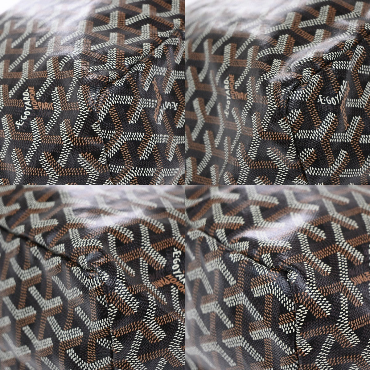 GOYARD Saint Louis PM Shoulder Tote Bag Coating Canvas Leather Black 332RF940