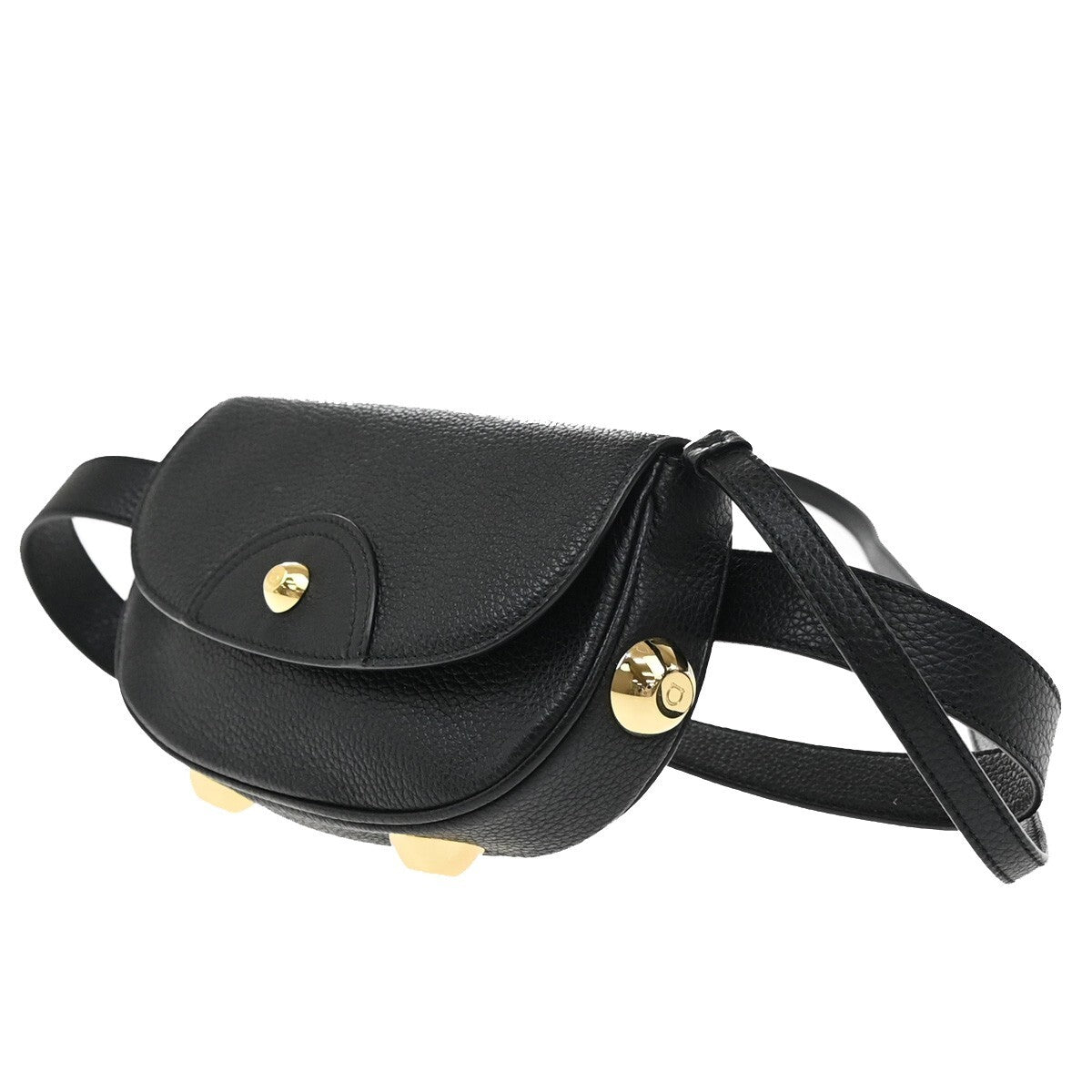 SALVATORE FERRAGAMO Gram Mini 2Way Shoulder Bum Bag Leather Black GHW 87EE569