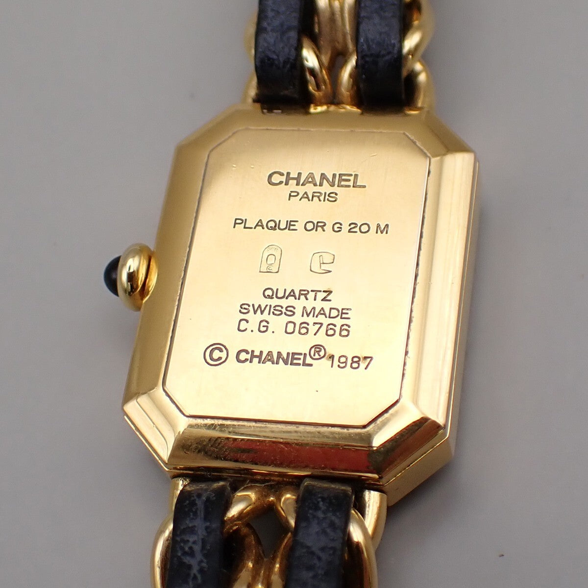 CHANEL Logo Premiere Watch H0001  # L Quartz Gold Plated Leather GHW 690RK949