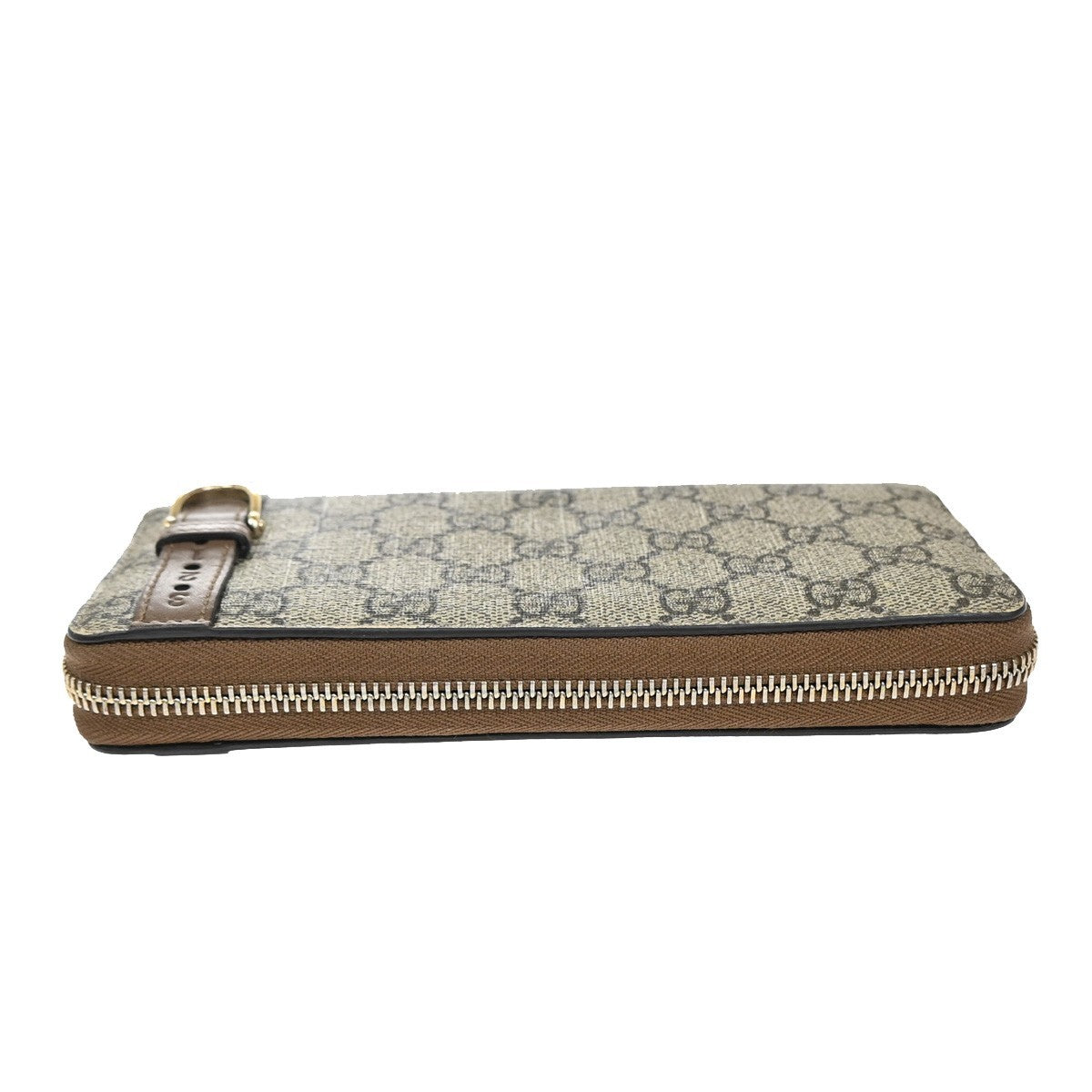 GUCCI Logo Niece GG Pattern Zip Around Long Wallet Supreme Leather Brown 69EF795