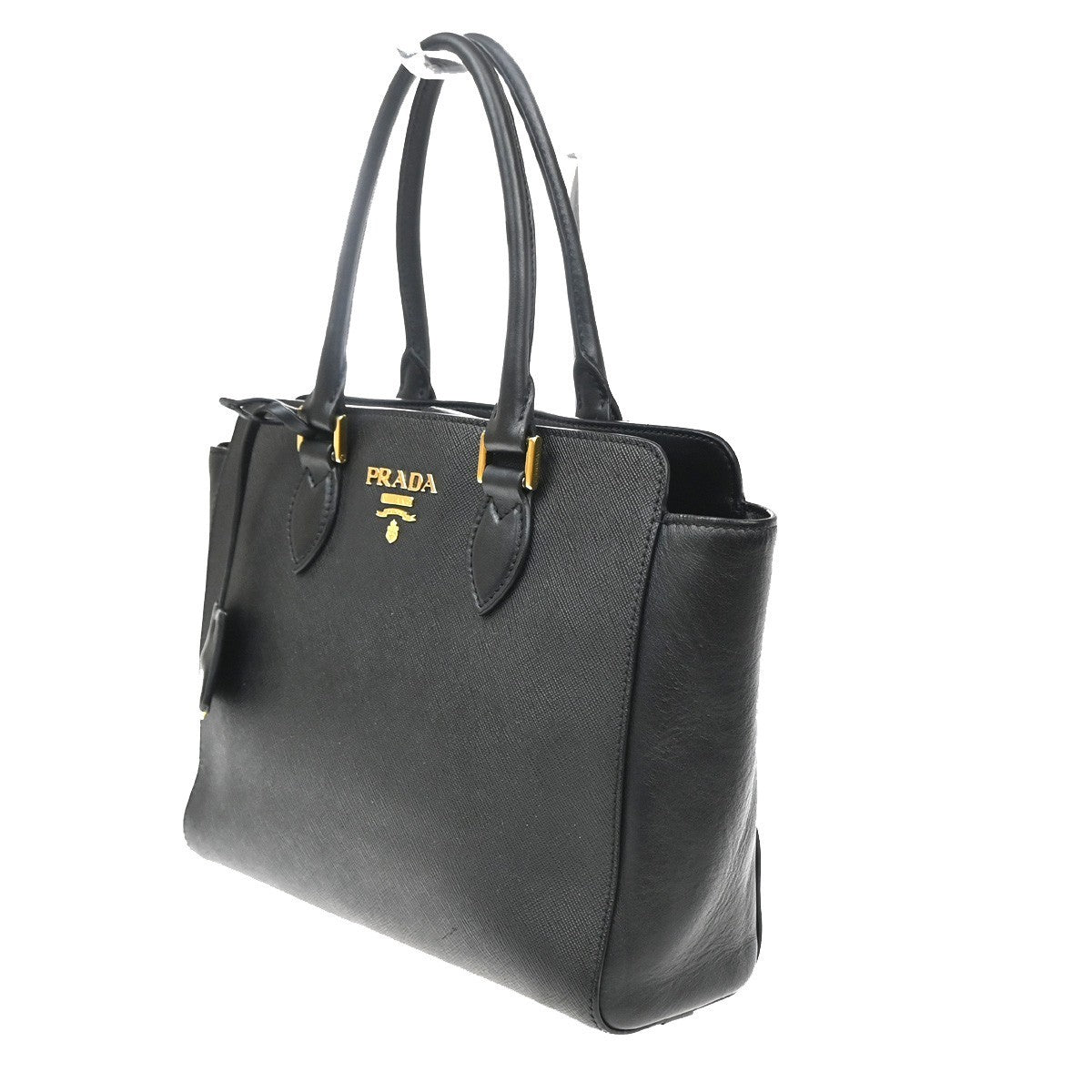 PRADA Logo Galleria Tote Hand Bag Saffiano Leather Black GHW 73PA039