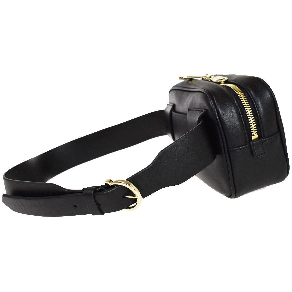 SALVATORE FERRAGAMO 2Way Chain Gancini Shoulder Bum Bag Leather Black 85RG050
