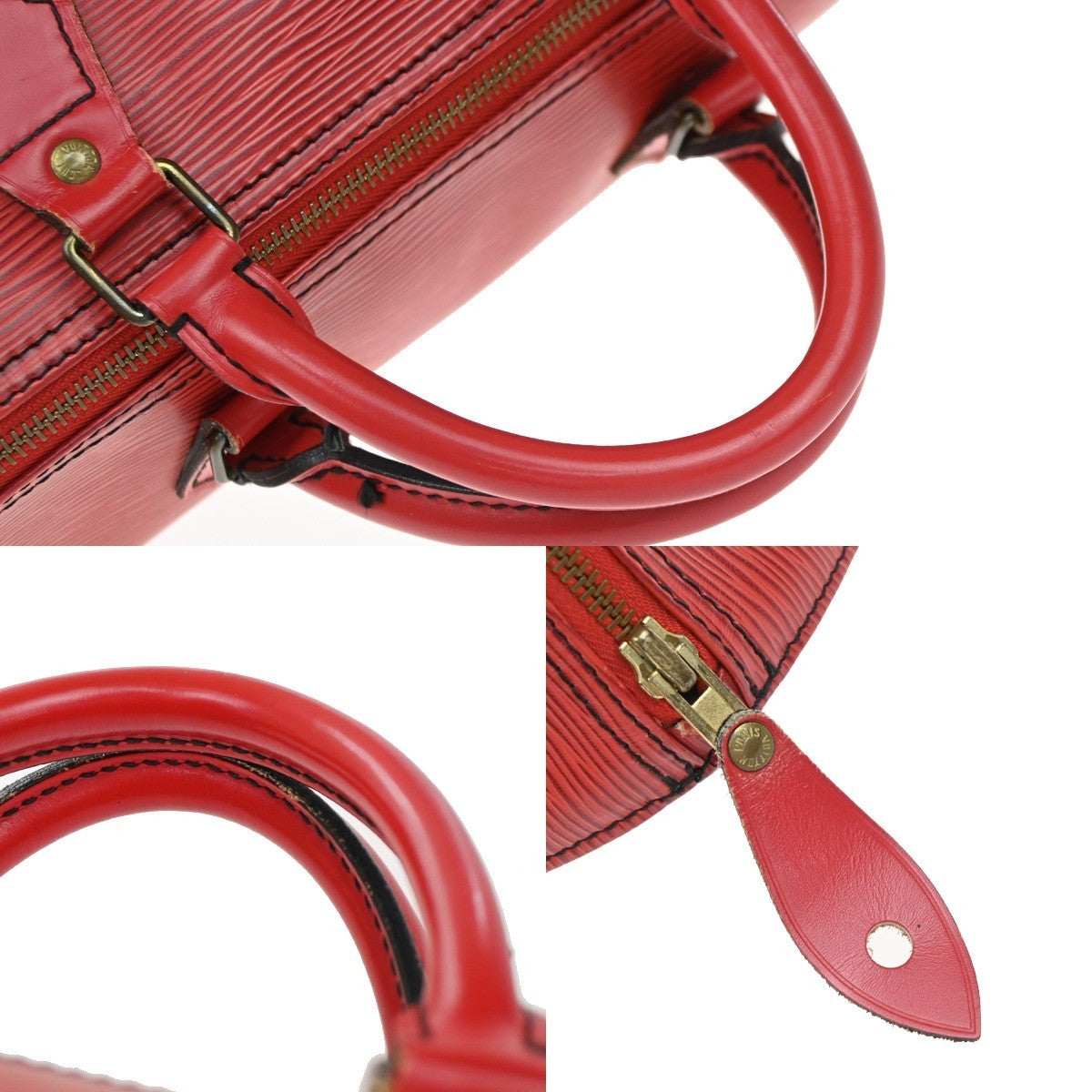 LOUIS VUITTON LV Logo Speedy 30 Travel Hand Bag Epi Leather Red M43007 70RQ073
