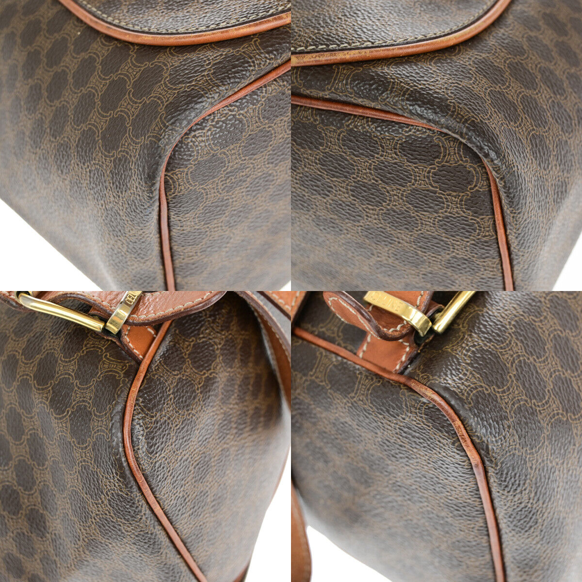 CELINE Logo Macadam Pattern Backpack Bag PVC Leather Brown GHW Italy 34YF572