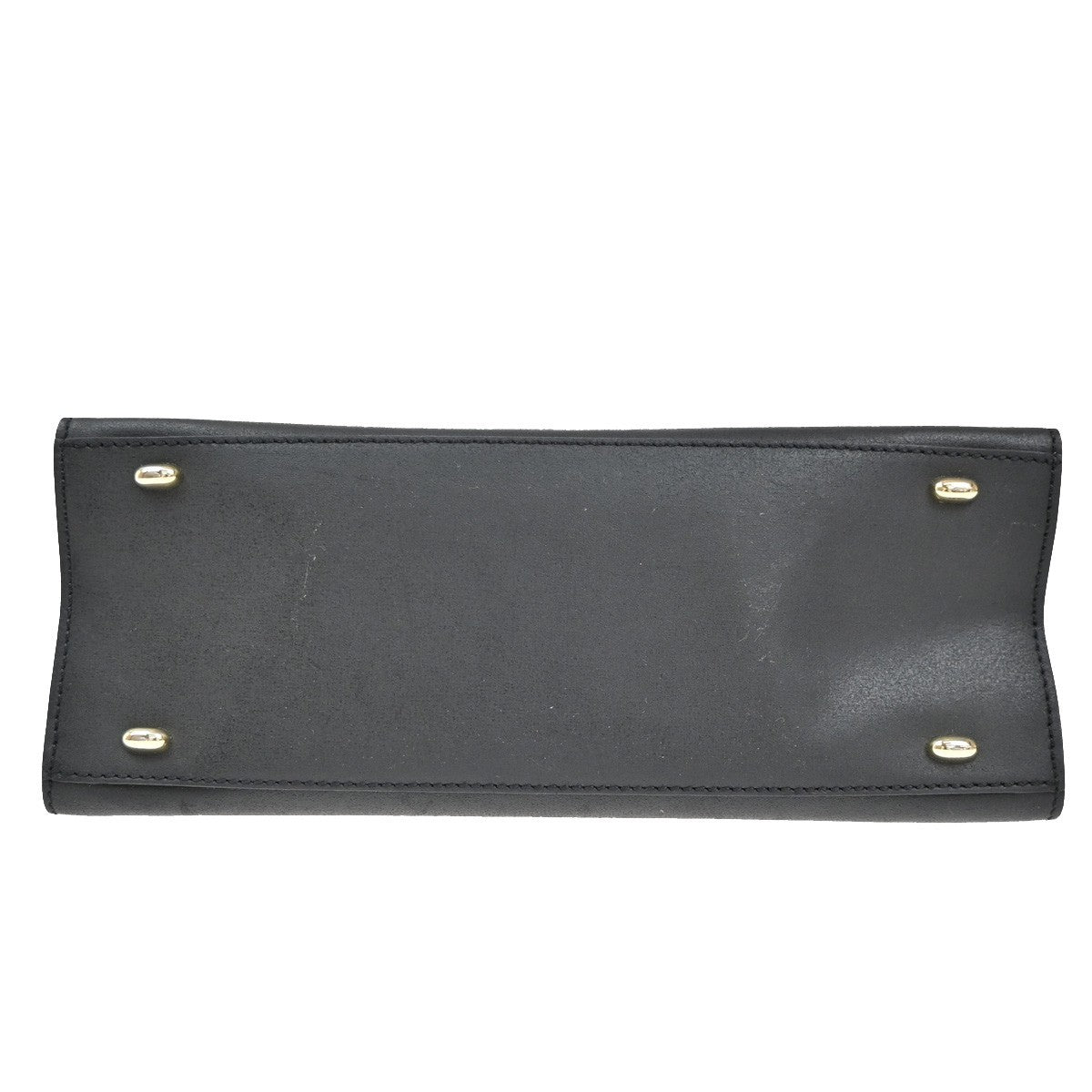CELINE Logo Square Hand Bag Leather Black GHW Italy 30TA069