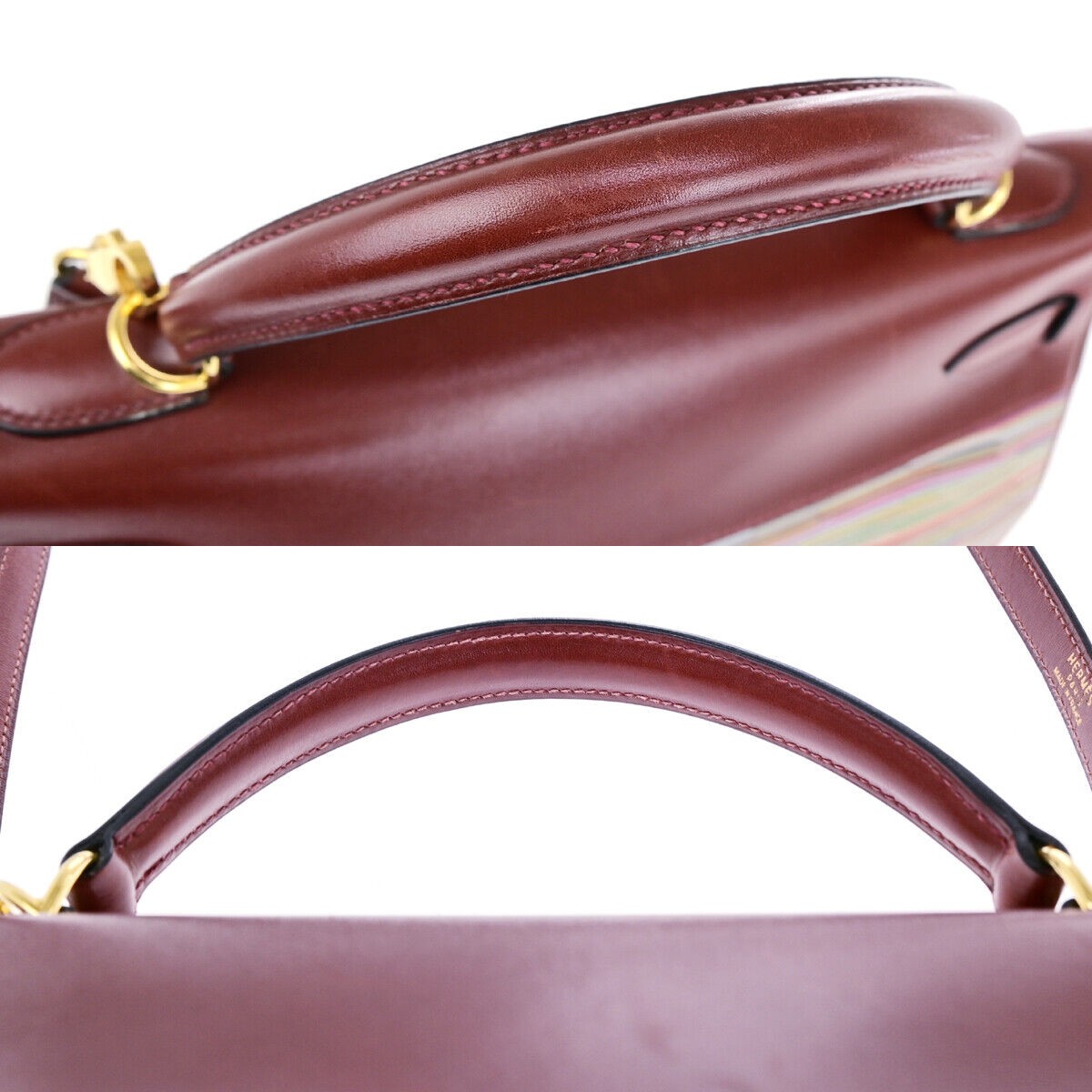 HERMES Kelly 32 Retourne 2Way Hand Bag □F Vibrato Leather Rouge H GHW 6030RK681
