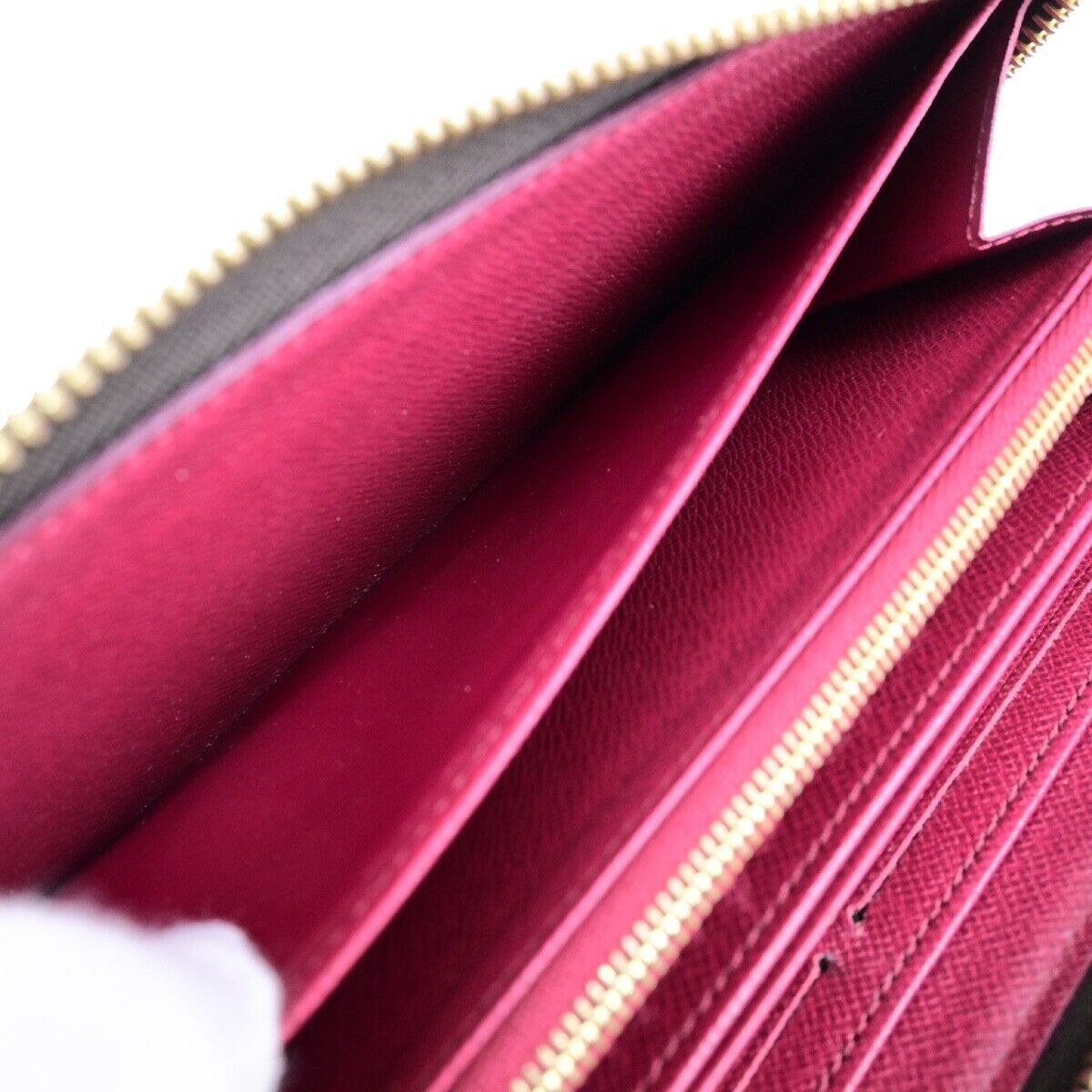 LOUIS VUITTON Zippy Long Wallet Monogram Leather Brown Fuchsia M41895 84EB839