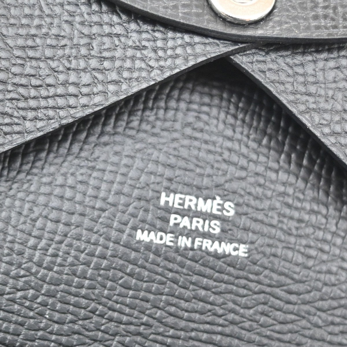 HERMES Logo Calvi Duo Card Holder Coin Case Epsom Leather Black 43LC615