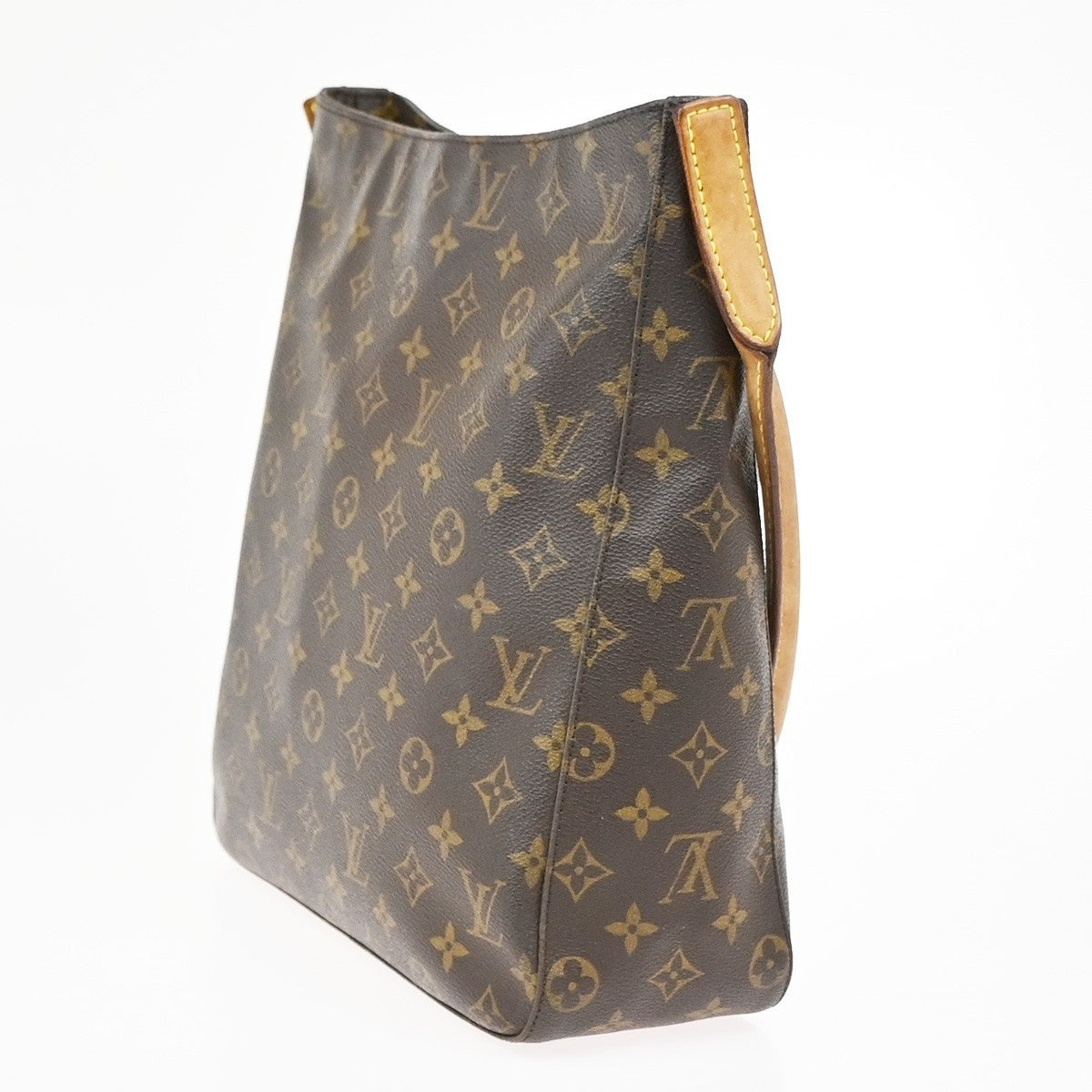 LOUIS VUITTON Logo Looping GM Shoulder Bag Monogram Leather Brown M51145 82YJ023