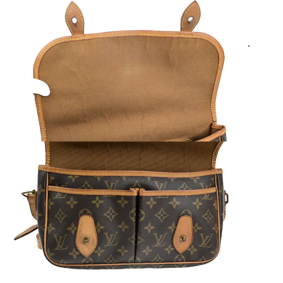LOUIS VUITTON Gibeciere MM Shoulder Bag Monogram Leather Brown M42247 36YF451