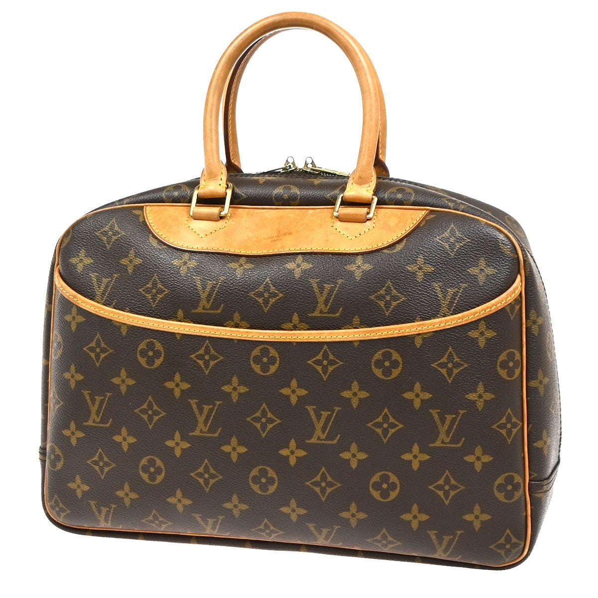 LOUIS VUITTON LV Logo Deauville Hand Bag Monogram Leather Brown M47270 70YH891