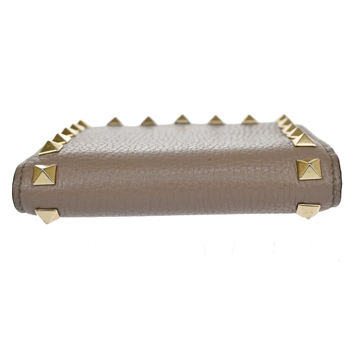 VALENTINO GARAVANI Bifold  Wallet Purse Rockstud Leather Beige Italy 69FA051