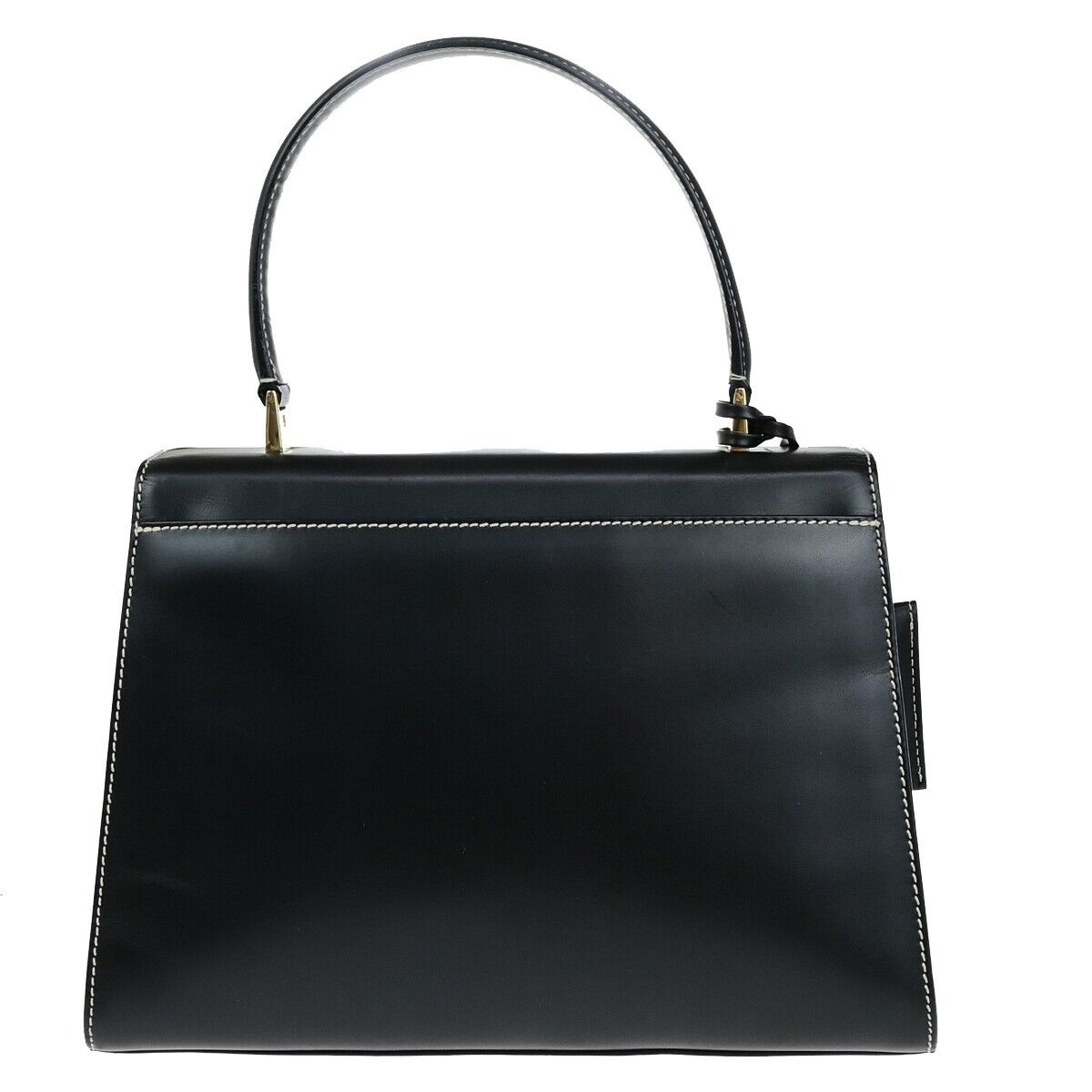 SALVATORE FERRAGAMO Gancini Top Handle Hand Bag Leather Black GHW Italy 35ED328