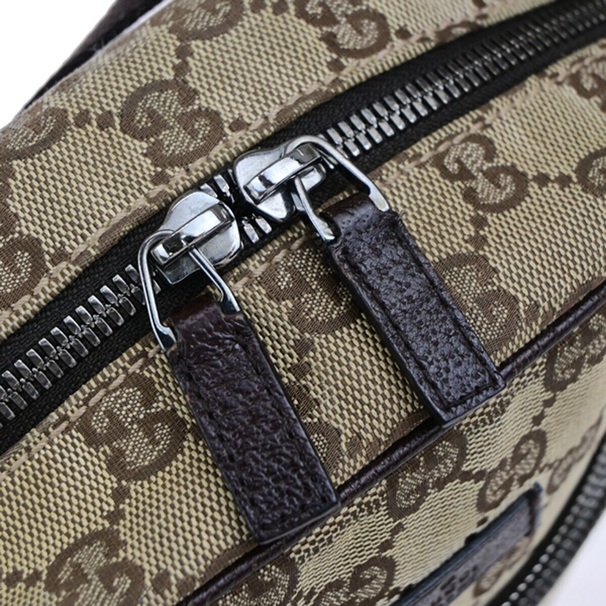 GUCCI Logo GG Pattern Crossbody Shoulder Bag Canvas Leather Brown SHW 69EC910