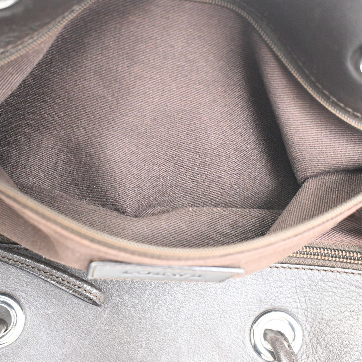 LOEWE Anagram Logo Tote Shoulder Bag Suede Leather Gray Brown SHW 10TA571