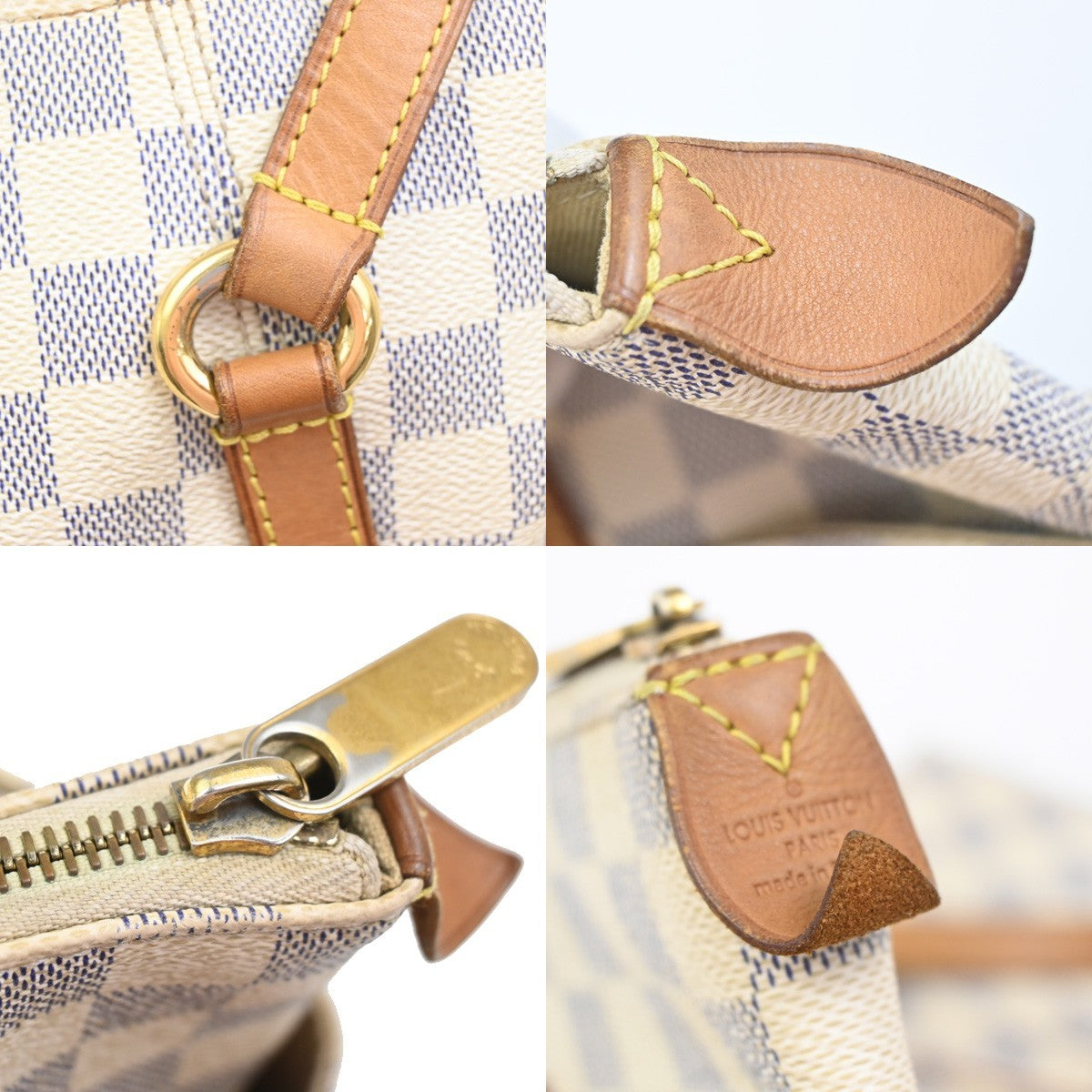 LOUIS VUITTON Totally MM Shoulder Bag Damier Azur Leather White N51262 10ZA275