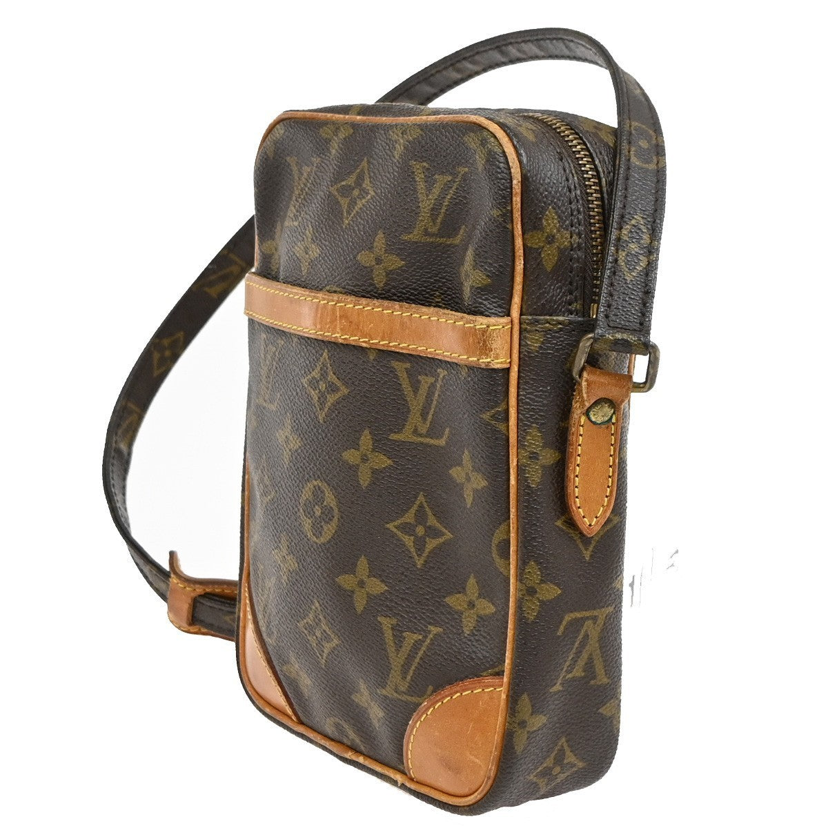 LOUIS VUITTON Danube Shoulder Bag Monogram Leather Brown France M45266 65KD129