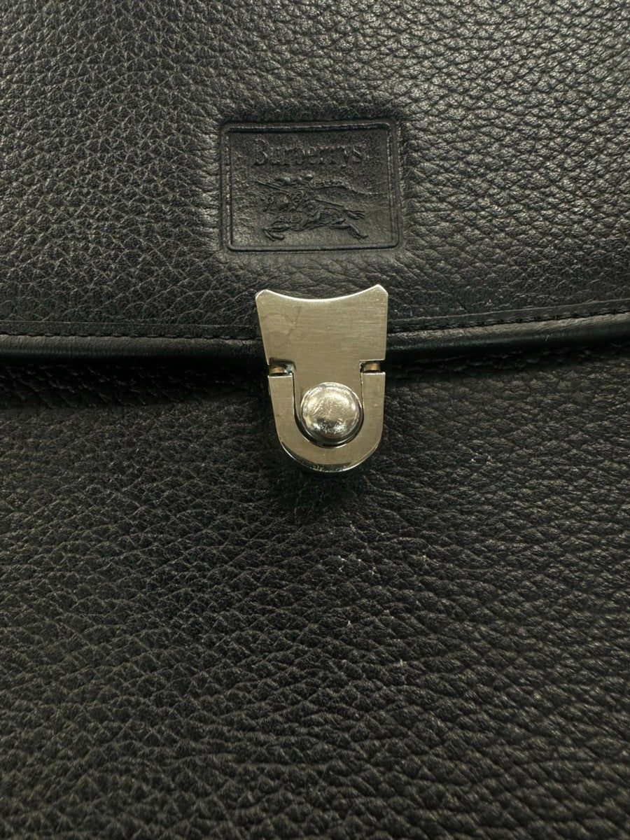 BURBERRYS Logo Nova Check Shoulder Hand Bag Leather Black SHW 67CA860