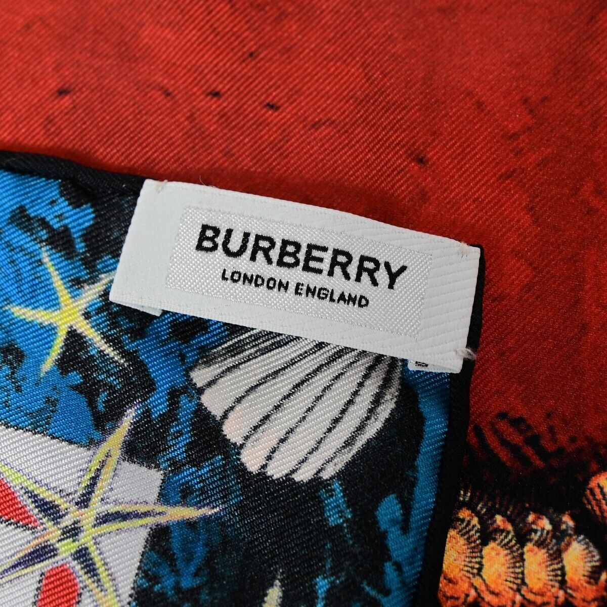 BURBERRY LONDON XL JUMBO Mermaid Scarf Handkerchief Silk Black Accessory 60KA304