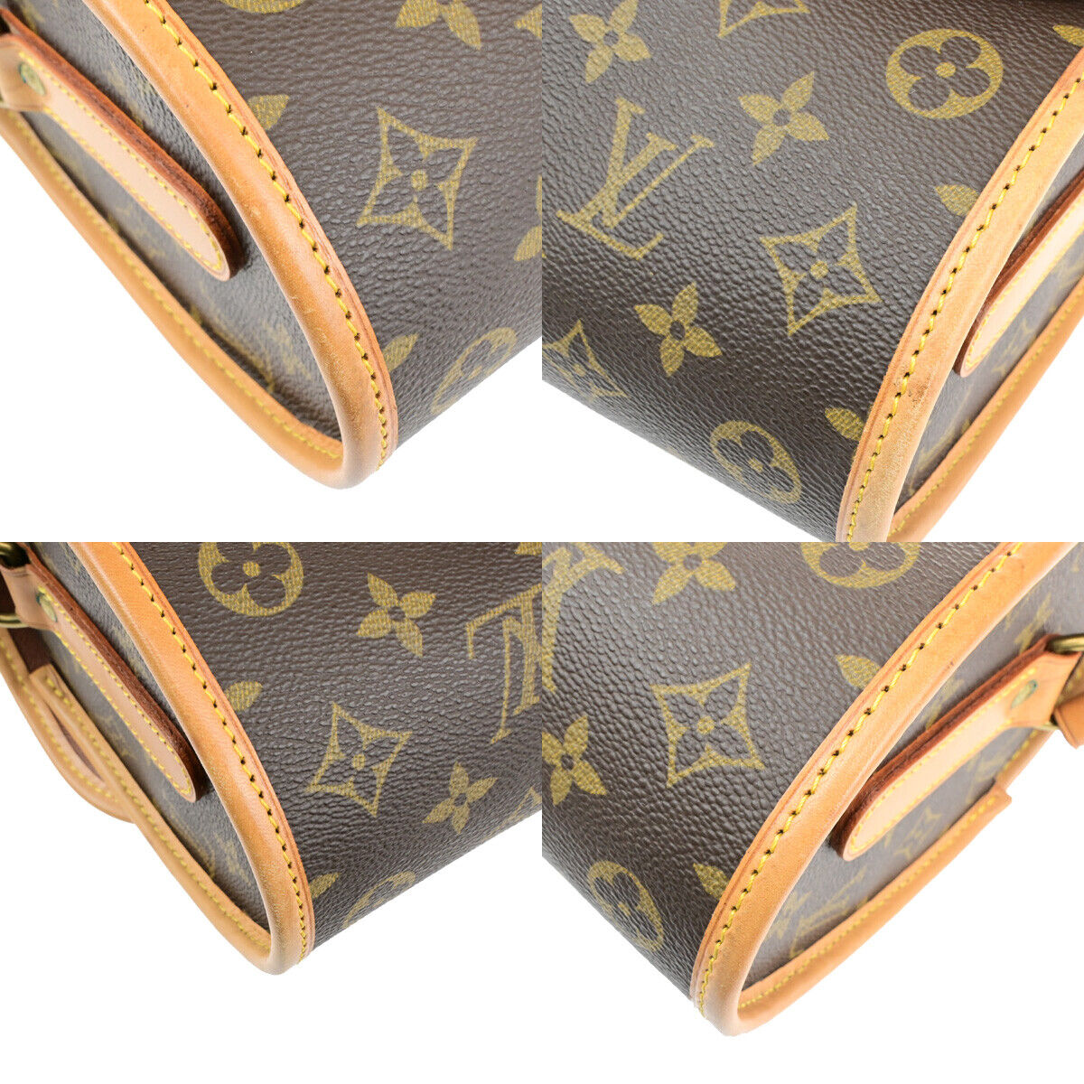 LOUIS VUITTON Logo Marne Shoulder Bag Monogram Leather Brown M51369 14SJ585